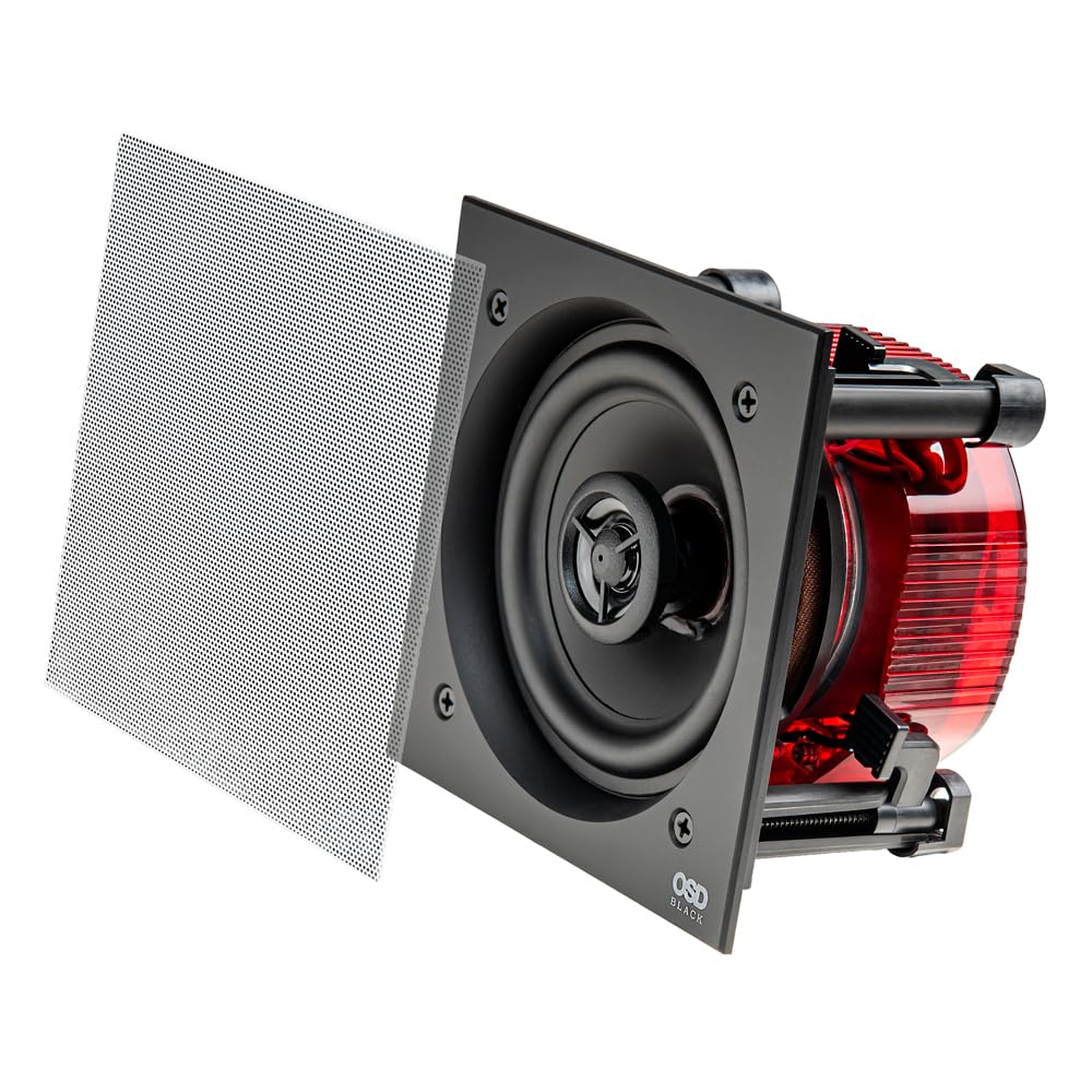 R43 4-Inch In-Ceiling Speaker with Square Grill, Small Aperture, 100W Full-Range 2-Way Design - Perfect for Home Theater, Background Music & Office Audio Systems