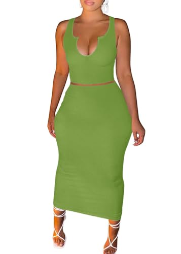 Green D-tank Skirt Outfits