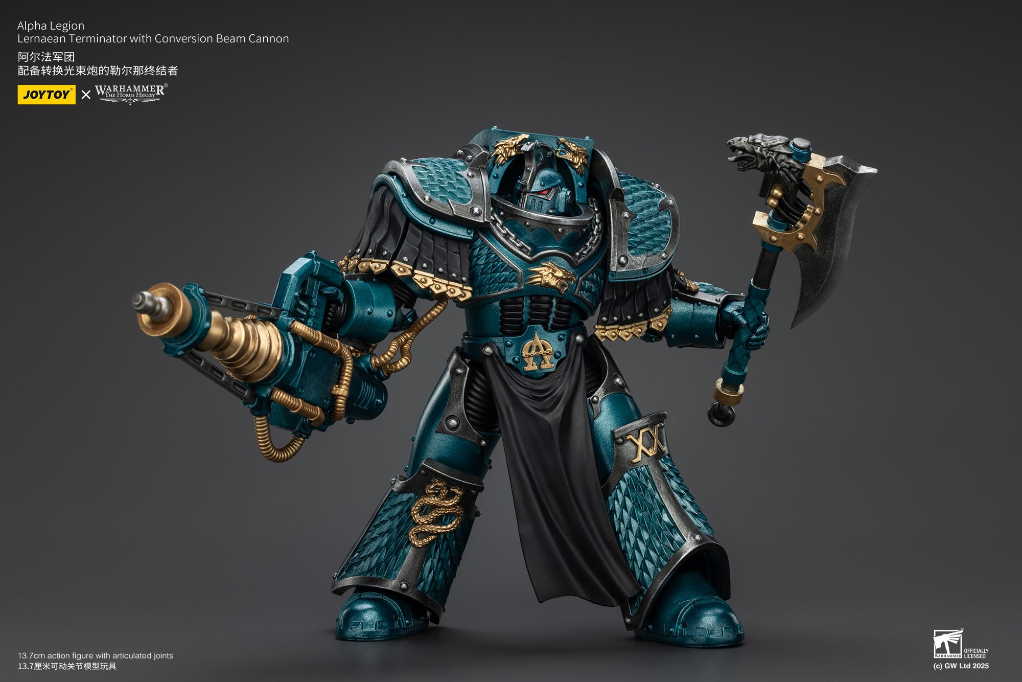 1/18 JOYTOY Warhammer The Horus Heresy Alpha Legion Lernaean Terminator Action Figure with Conversion Beam Cannon - Collectible Model for Warhammer 40K Fans, Display & Battle Scenes
