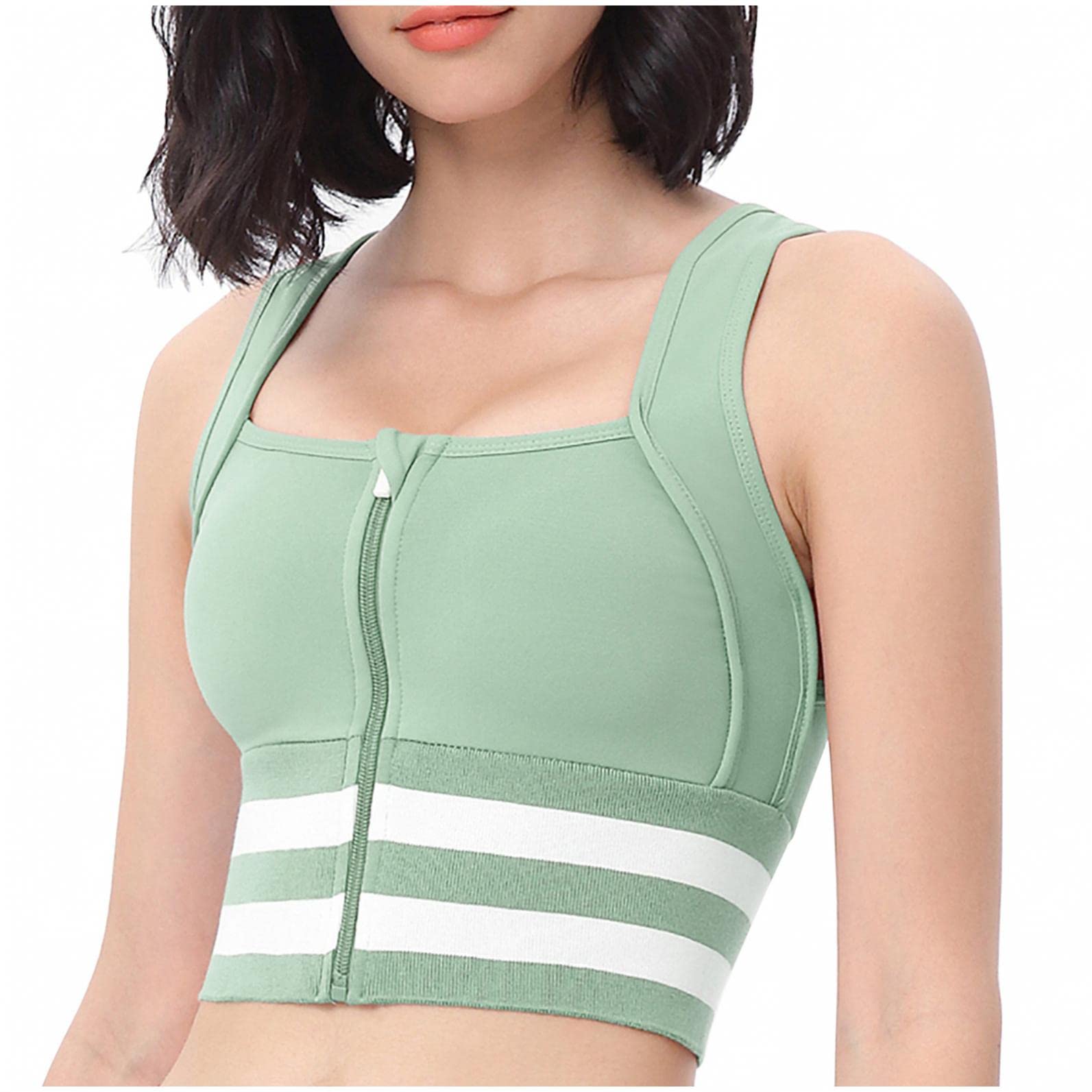 High Support Front Zipper Sports Bras for Women - Shockproof Yoga Vest with Beauty Back Design - Perfect for Fitness, Running & Workout