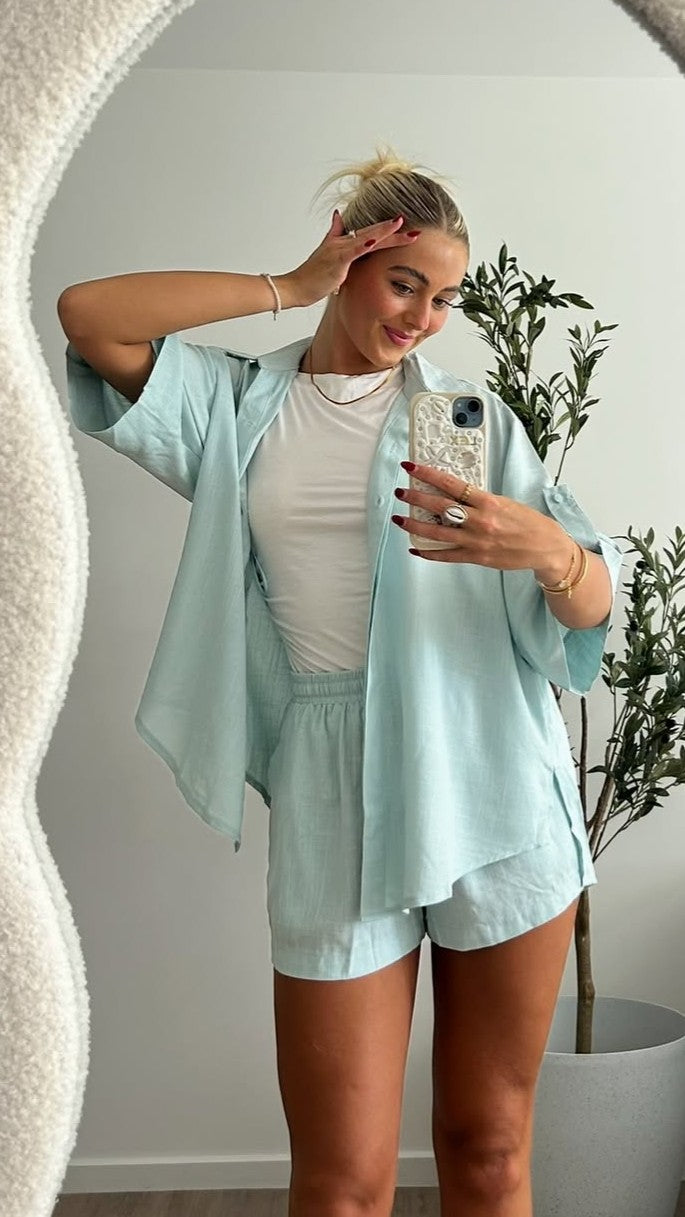 Luna Button Up Shirt for Women - Soft Cotton Long Sleeve Blouse in Classic Blue - Perfect for Office, Casual Wear & Date Nights
