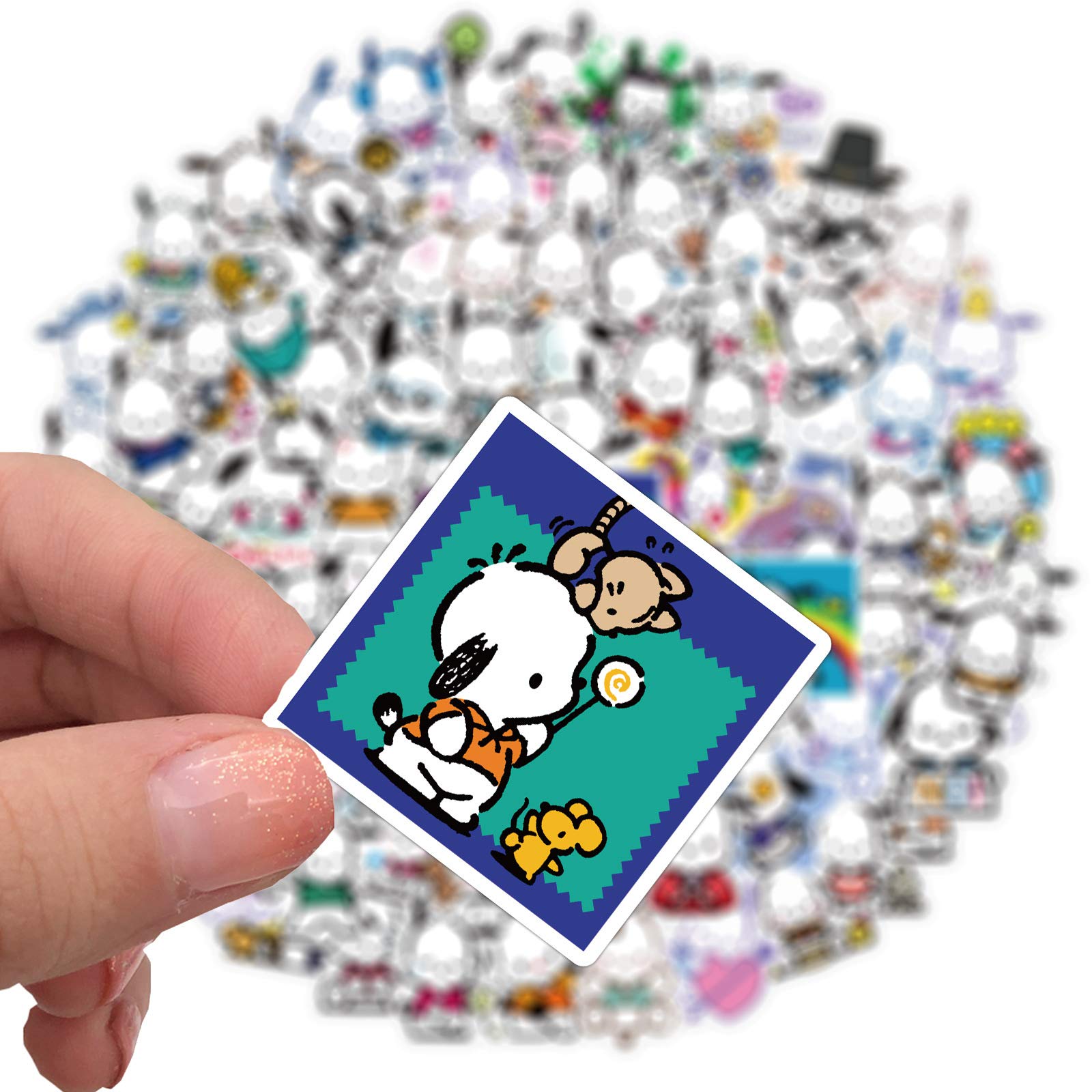 100pcs Pochacco Cartoon Stickers - Cute Funny Dog Vinyl Decals for Water Bottles, Hydro Flask, Laptop, Phone, Bike, Notebook, Car & Skateboard | Perfect for Kids, Teens & Adults DIY Decoration, School Supplies & Gift Ideas