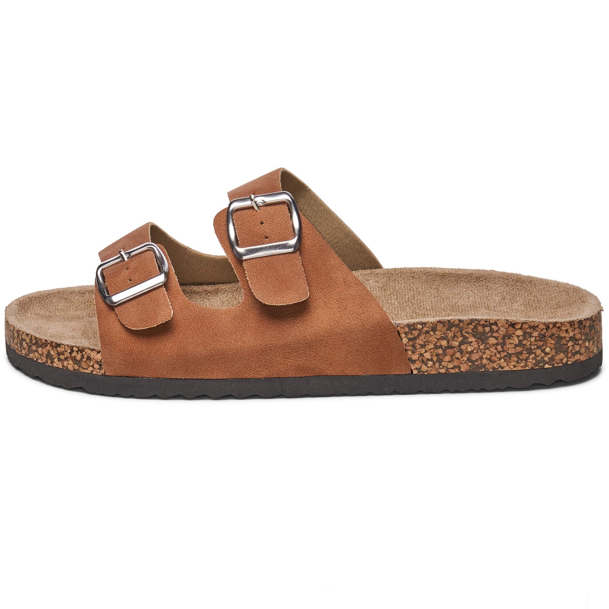 Alpine Swiss Men's Double Strap Casual Slides - Comfortable Flat Sandals for Summer, Beach, Pool & Outdoor Walking