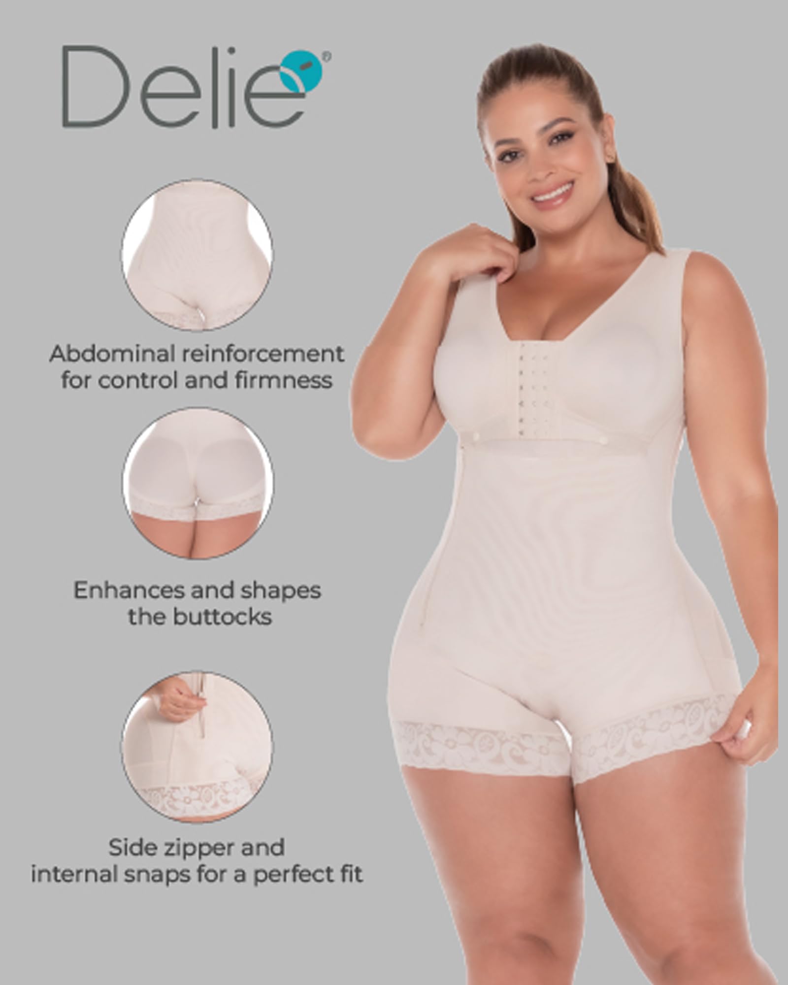 FAJAS DISENOS D'PRADA Colombian High Compression Shapewear Bodysuit - Tummy Control Waist Trainer for Women | Postpartum Recovery, Workout & Everyday Slimming