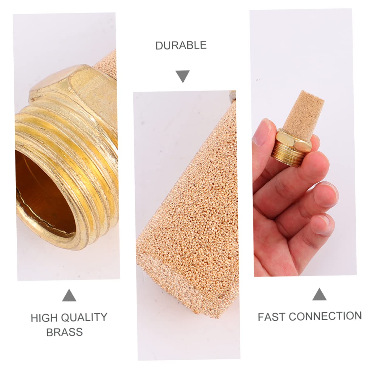 4PCS Brass Pneumatic Muffler G1/2 Male Thread Air Solenoid Connector - Noise Reduction for Air Compressor Systems - Ideal for Industrial Machinery & HVAC Applications