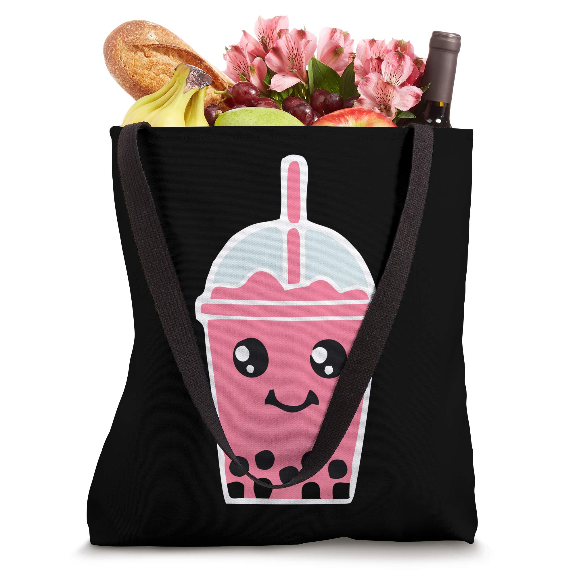 Cute Anime Tote Bag for Bubble Tea & Boba Milk Tea Lovers | Kawaii Design for School, Shopping & Travel