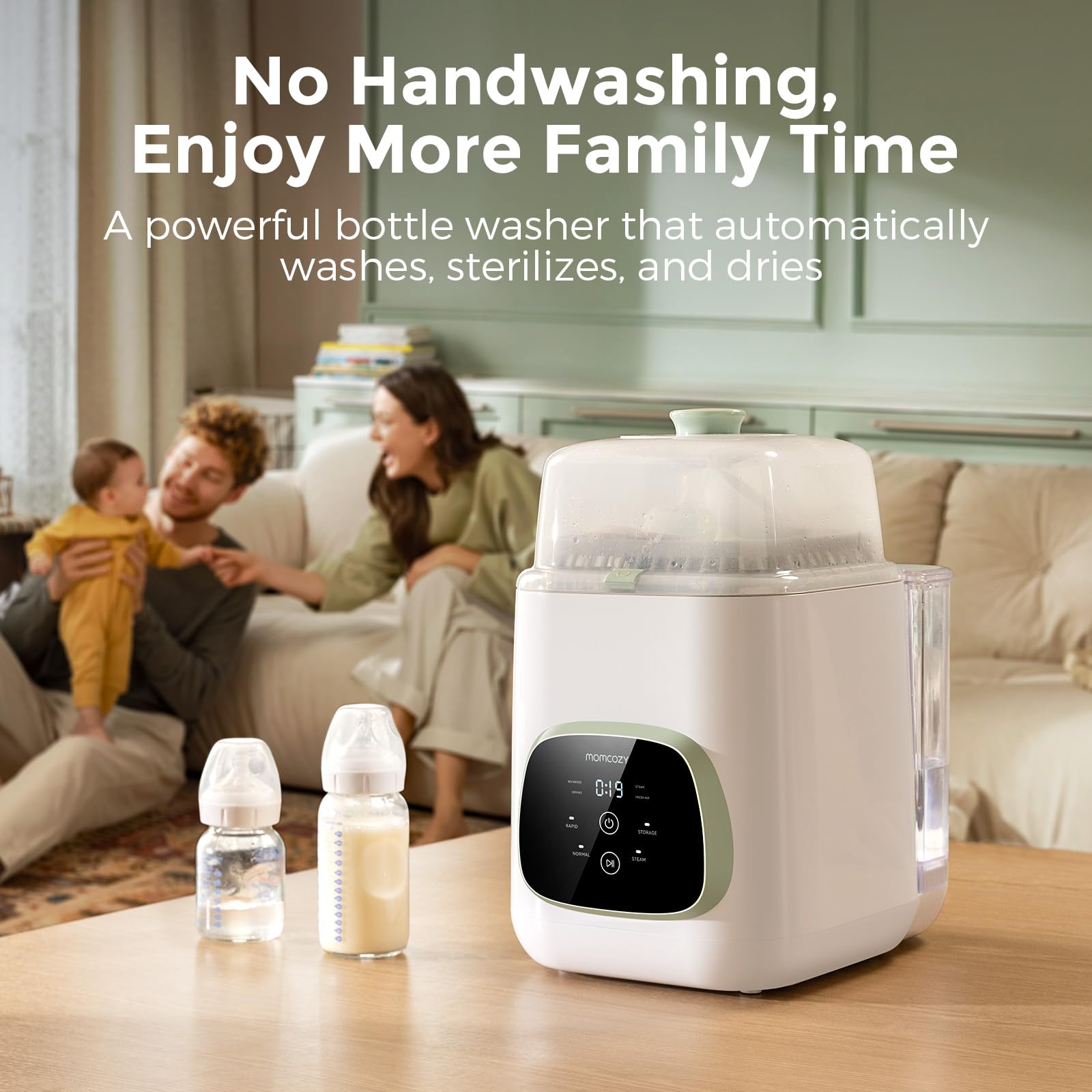Momcozy KleanPal Pro Baby Bottle Washer, Sterilizer & Dryer - All-in-One Cleaning Machine for Bottles, Breast Pump Parts & Baby Accessories - Time-Saving & Effortless Care - Perfect for Nursery, Daycare & Travel Use