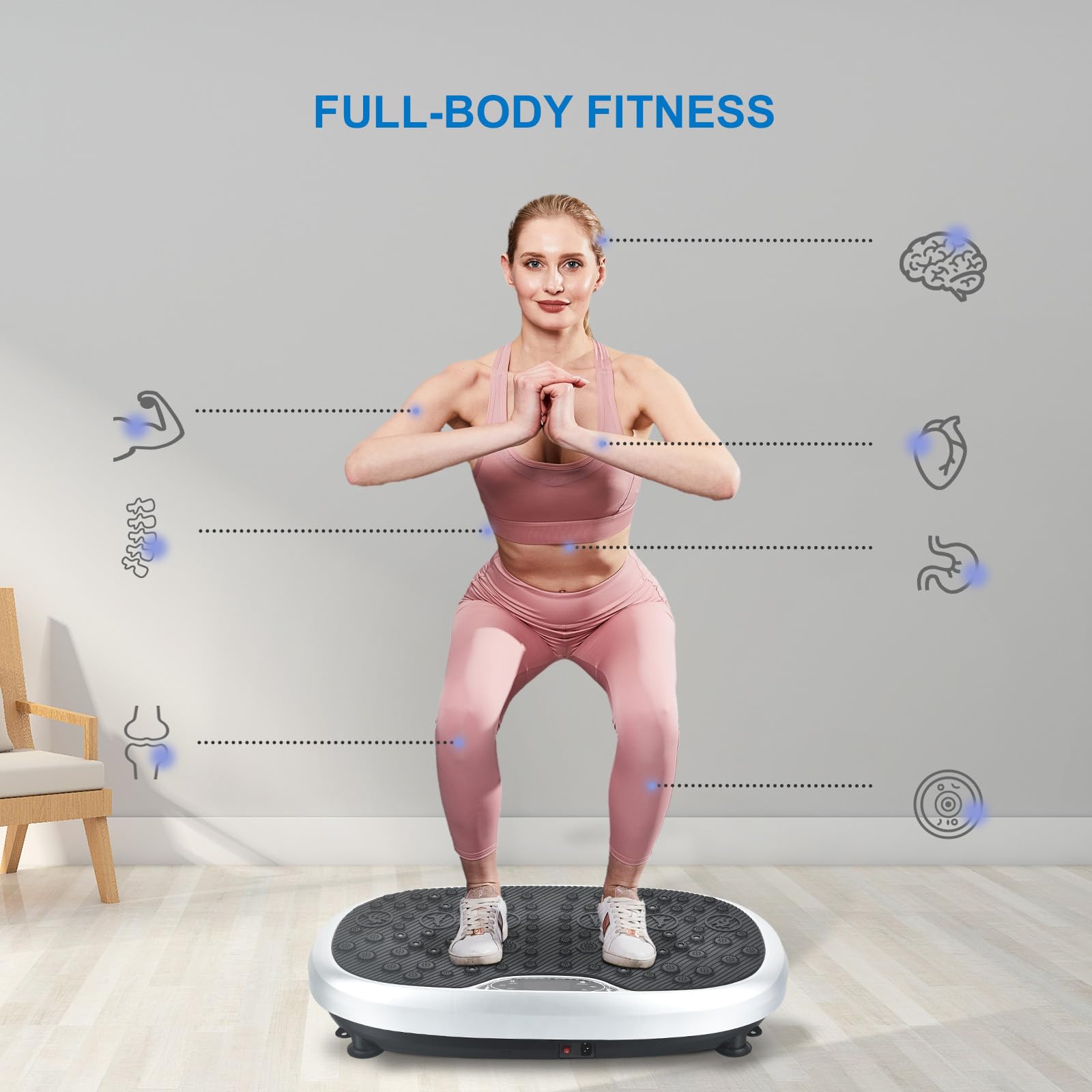 EILISON FitMax 3D XL Vibration Plate Exercise Machine - Whole Body Vibration Platform with Resistance Bands for Weight Loss, Toning & Lymphatic Drainage - Home Gym Equipment for Fitness, Recovery & Wellness (Ideal for Home Workouts, Physical Therapy & Relaxation)