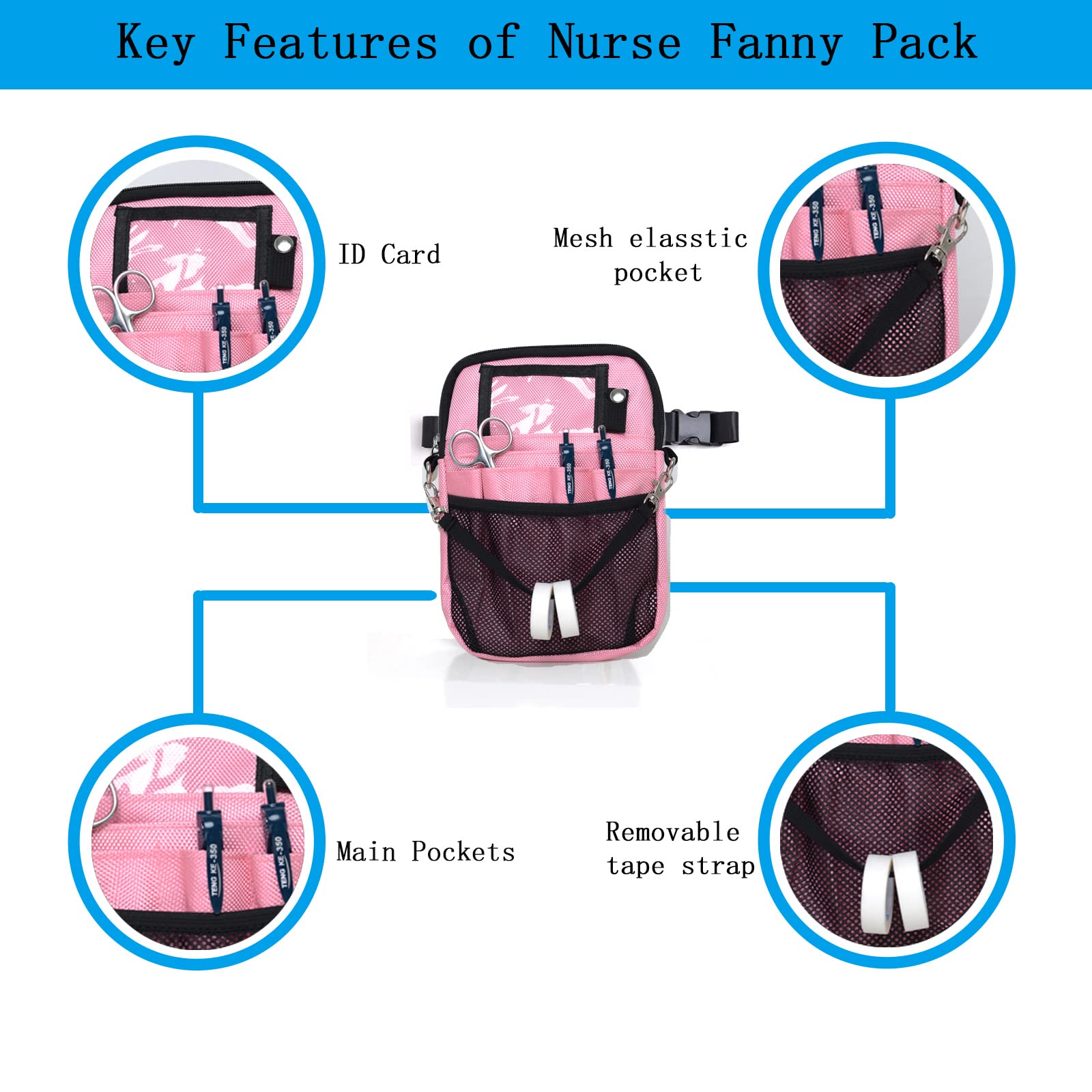 Nurse Fanny Pack - Medical Utility Waist Bag for Nurses, RNs & Vets - Durable Work Pouch with Multiple Pockets (Blue) - Perfect for Hospital Shifts, Vet Clinics & On-the-Go Healthcare Professionals