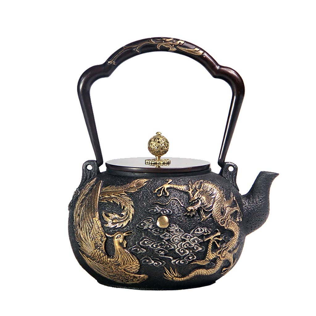 Handmade Japanese Cast Iron Teapot 1.2L - Traditional Tetsubin Kettle with Chinese Dragon Design, Healthy Iron-Enriched Tea Pot (Color C) - Perfect for Matcha, Green Tea & Home Tea Ceremonies