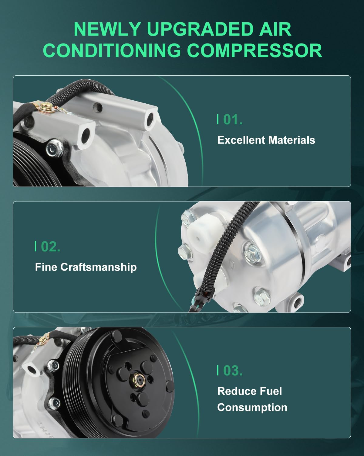 SCITOO AC Compressor Compatible for Jeep Cherokee 2.5L 1987-1995 & Wrangler 2.5L 1994-1996 - Replacement Auto Air Conditioning Part for Off-Road Adventures and Summer Driving