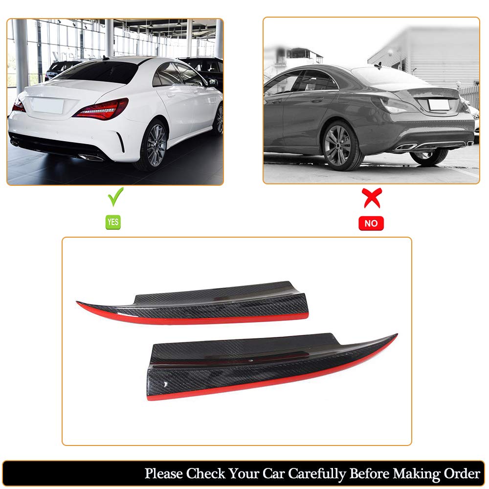 MCARCAR Rear Bumper Splitter for Mercedes Benz CLA Class W117 C117 (2013-2019) - Carbon Fiber Spoiler with Red Accents | Perfect Upgrade for CLA45 AMG, CLA200 & CLA250 Sedans | Enhances Sporty Look & Aerodynamics for Street Racing & Car Shows