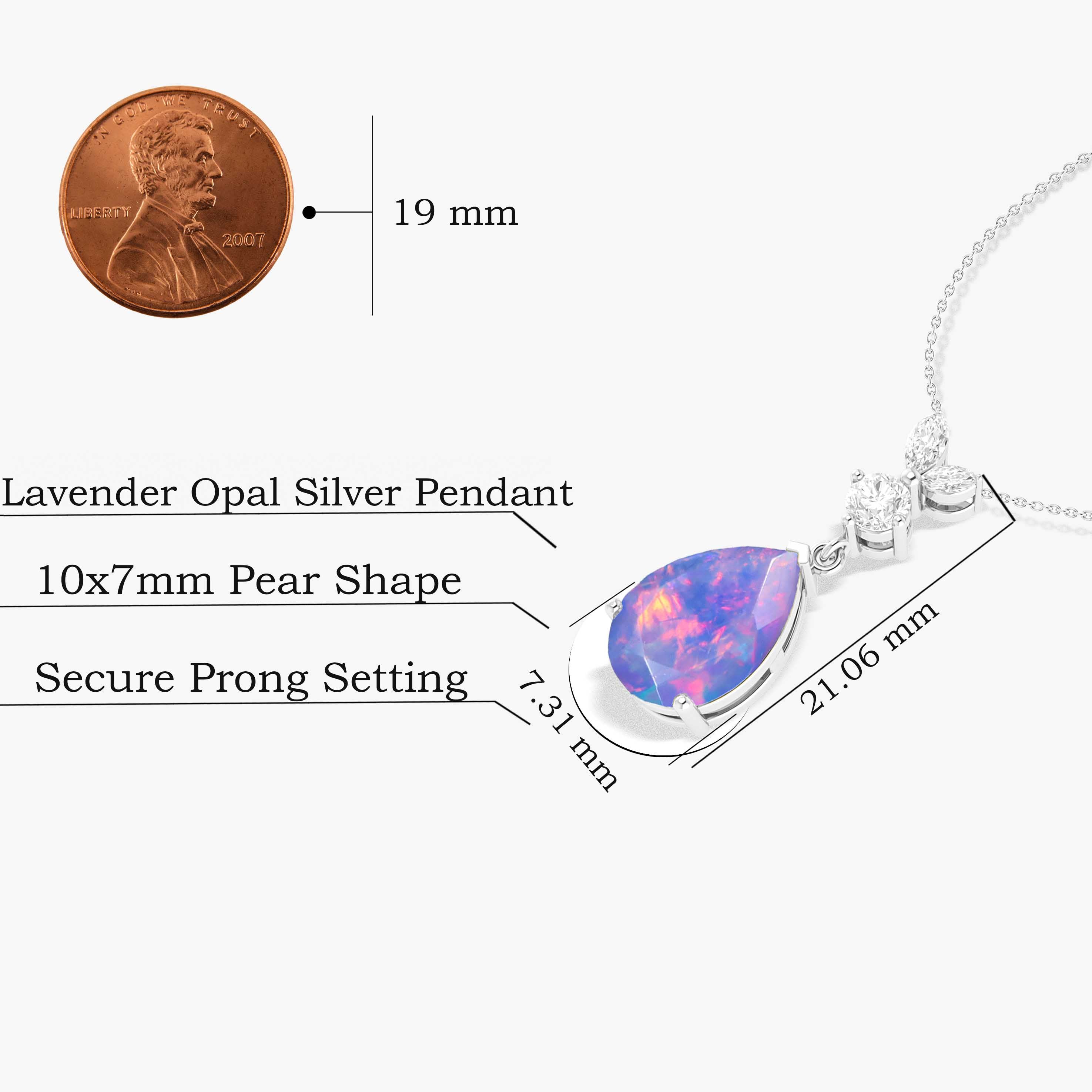 Fire Lavender Opal Pear Gemstone Pendant - Elegant Handmade Jewelry for Women | Perfect Gift for Birthday, Anniversary & Special Occasions