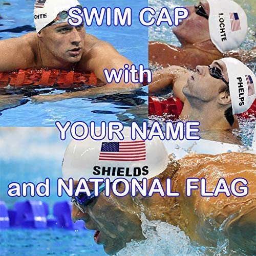 Custom Personalized MYNAME Silicone Swimming Cap - USA National Team Style for Competitive Swimmers & Training