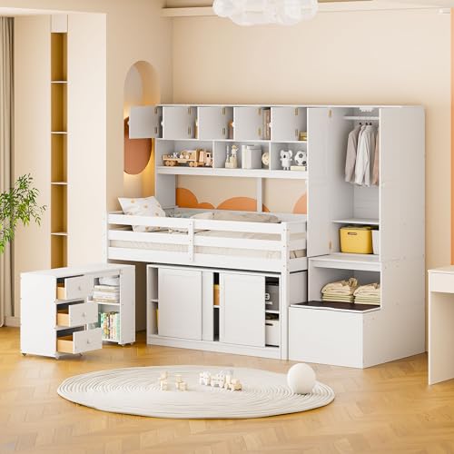White With Desk & Storage