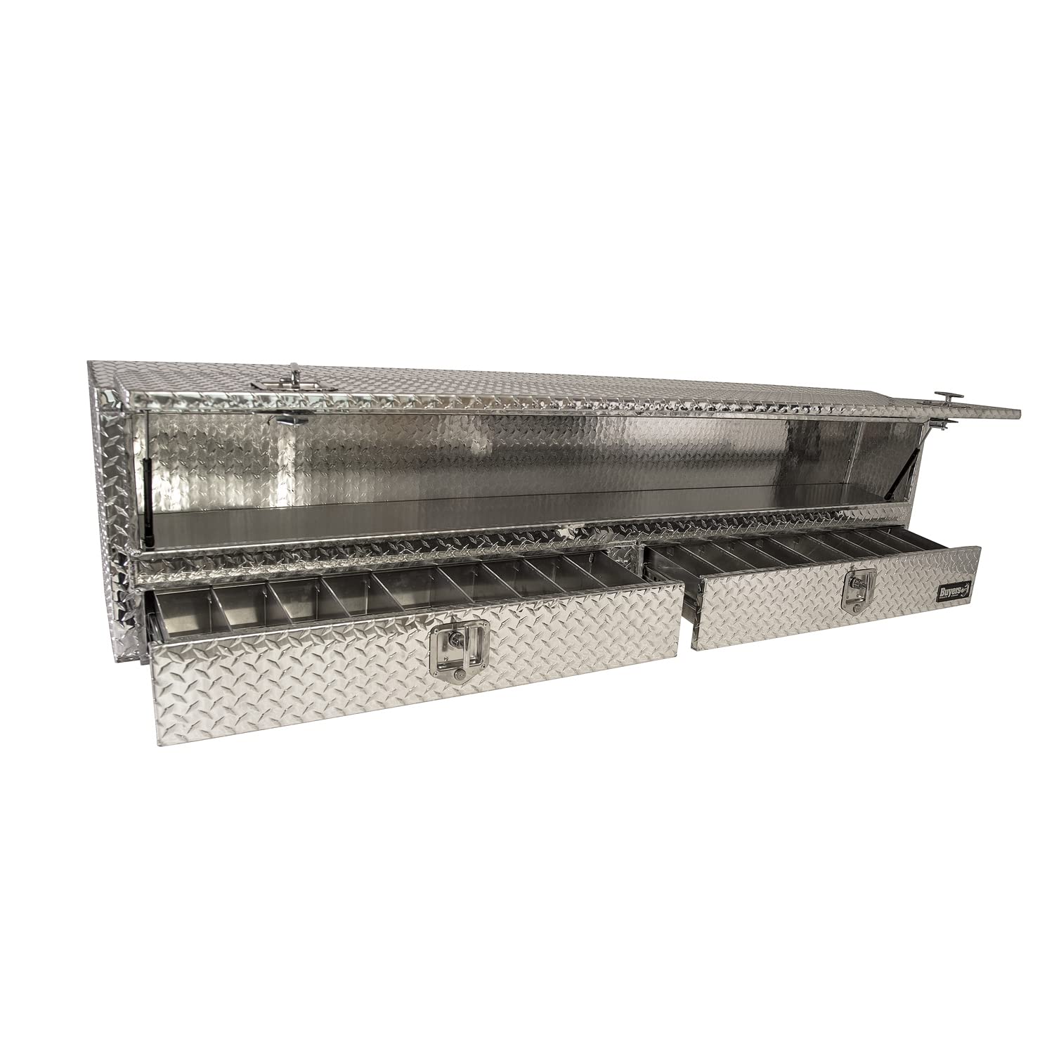Buyers Products 1705641 72-Inch Diamond Tread Aluminum Contractor Toolbox with Bottom Drawers - Heavy Duty Storage for Construction Tools & Equipment