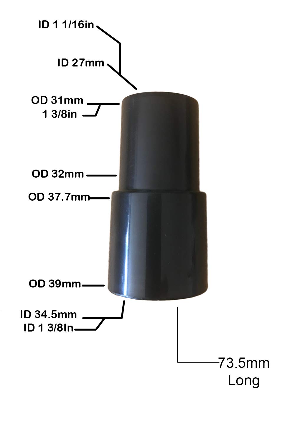 Vacuum Hose Adapter Kit - 4-Piece Reducer Attachment Set for 1-1/16