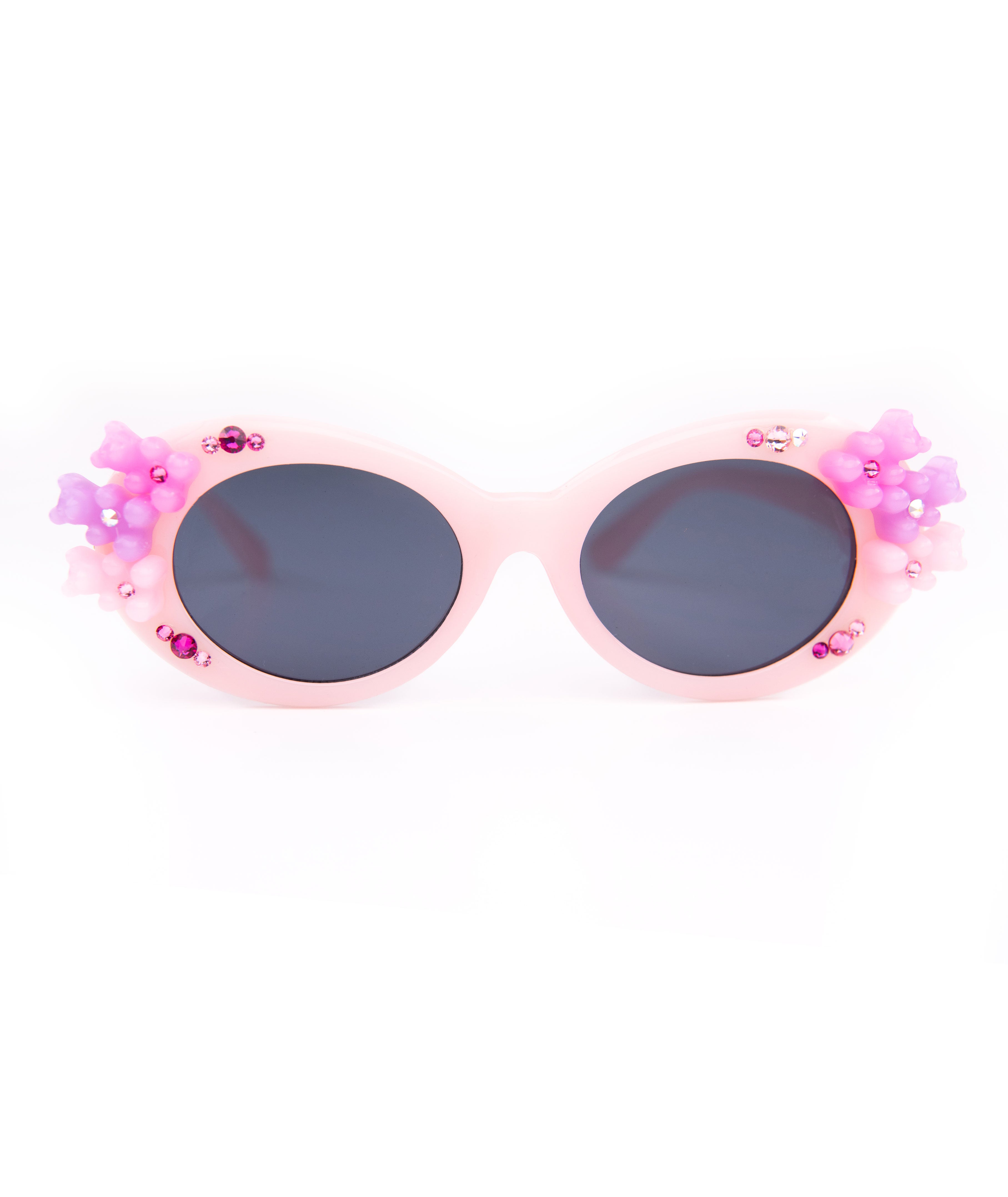 Bari Lynn Gummy Sunnies With Stones - Trendy Rhinestone Sunglasses for Women, UV Protection Fashion Accessories - Perfect for Beach, Pool Party & Summer Outfits