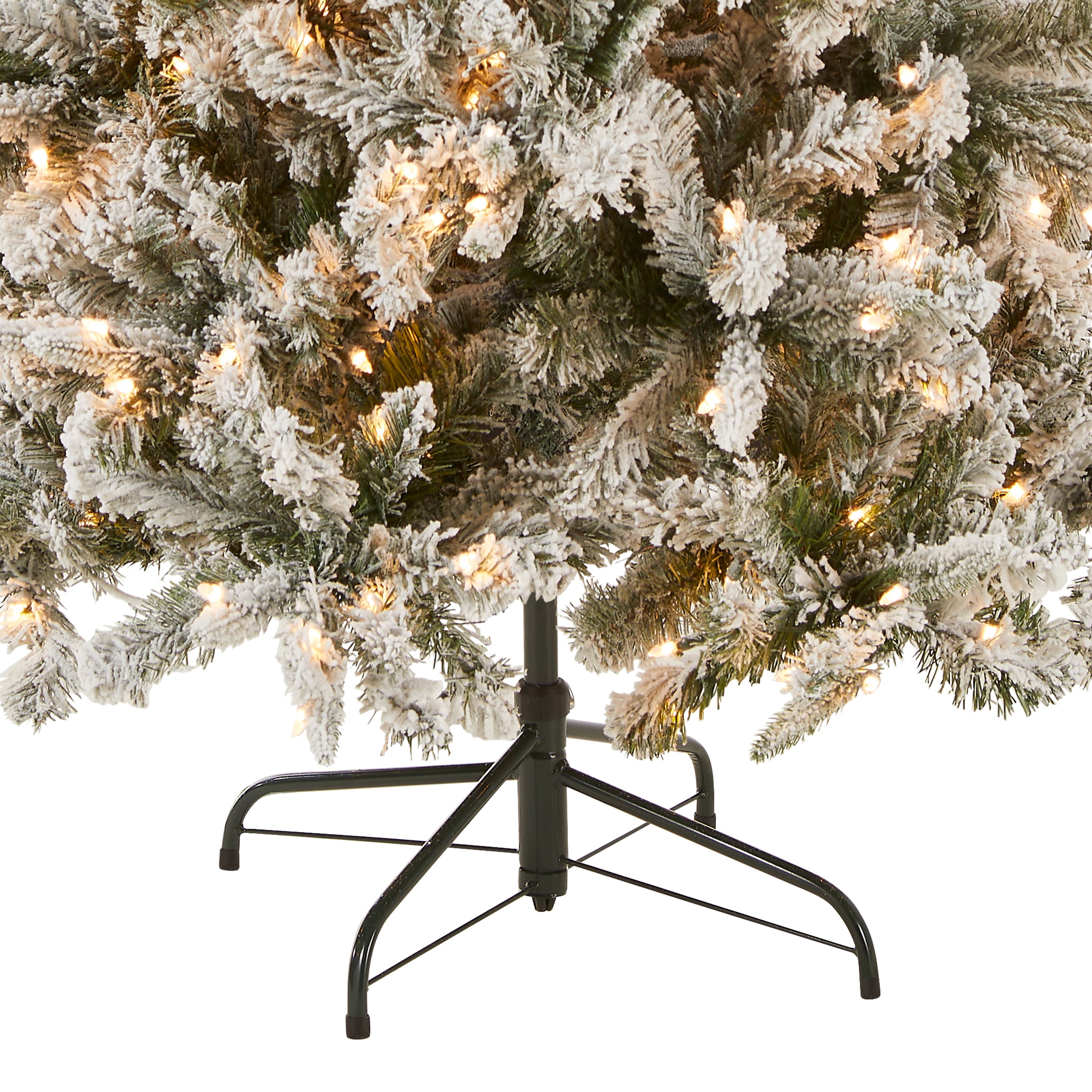 6.5 ft Pre-Lit Snowy Mixed Pine Christmas Tree with 300 Clear LED Lights - Perfect for Holiday Home Decor, Office, and Party Decoration