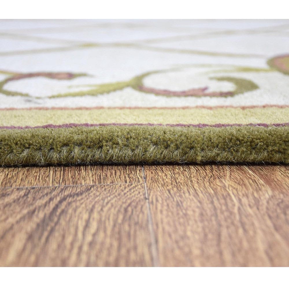 Hand Tufted Wool Eco-Friendly Area Rugs 5x7.6 Feet - Modern Floral Design Cream Rectangle Rug, High Pile Thick Handmade Non-Slip Living Room & Bedroom Carpet (K03160) | Perfect for Cozy Home Decor & Family Gathering Spaces