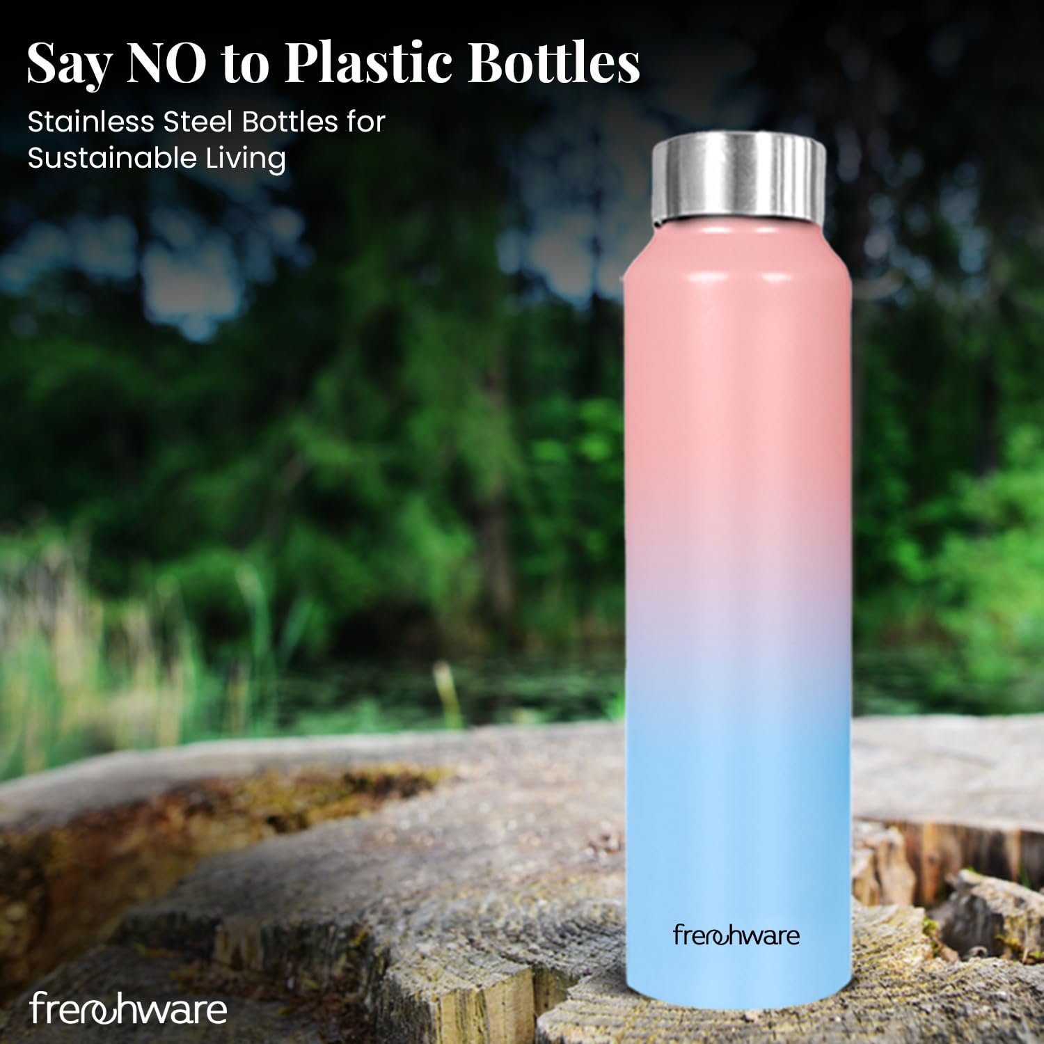 Premium Stainless Steel Water Bottle 1L (34oz) - Frenchware Vacuum Insulated, BPA-Free, Leak Proof - Sky Blue & Blush - Ideal for Gym, Hiking, Office & School - Keeps Drinks Cold 24Hrs/Hot 12Hrs - Durable & Easy to Clean