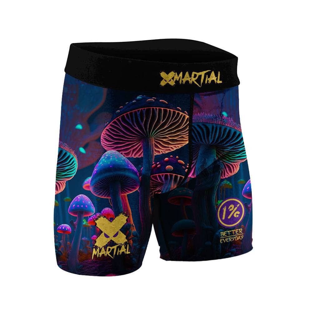 Indigo Mushroom Spats Shorts - Breathable Compression Leggings for Running, Yoga & Workouts - Perfect for Gym, Fitness & Activewear