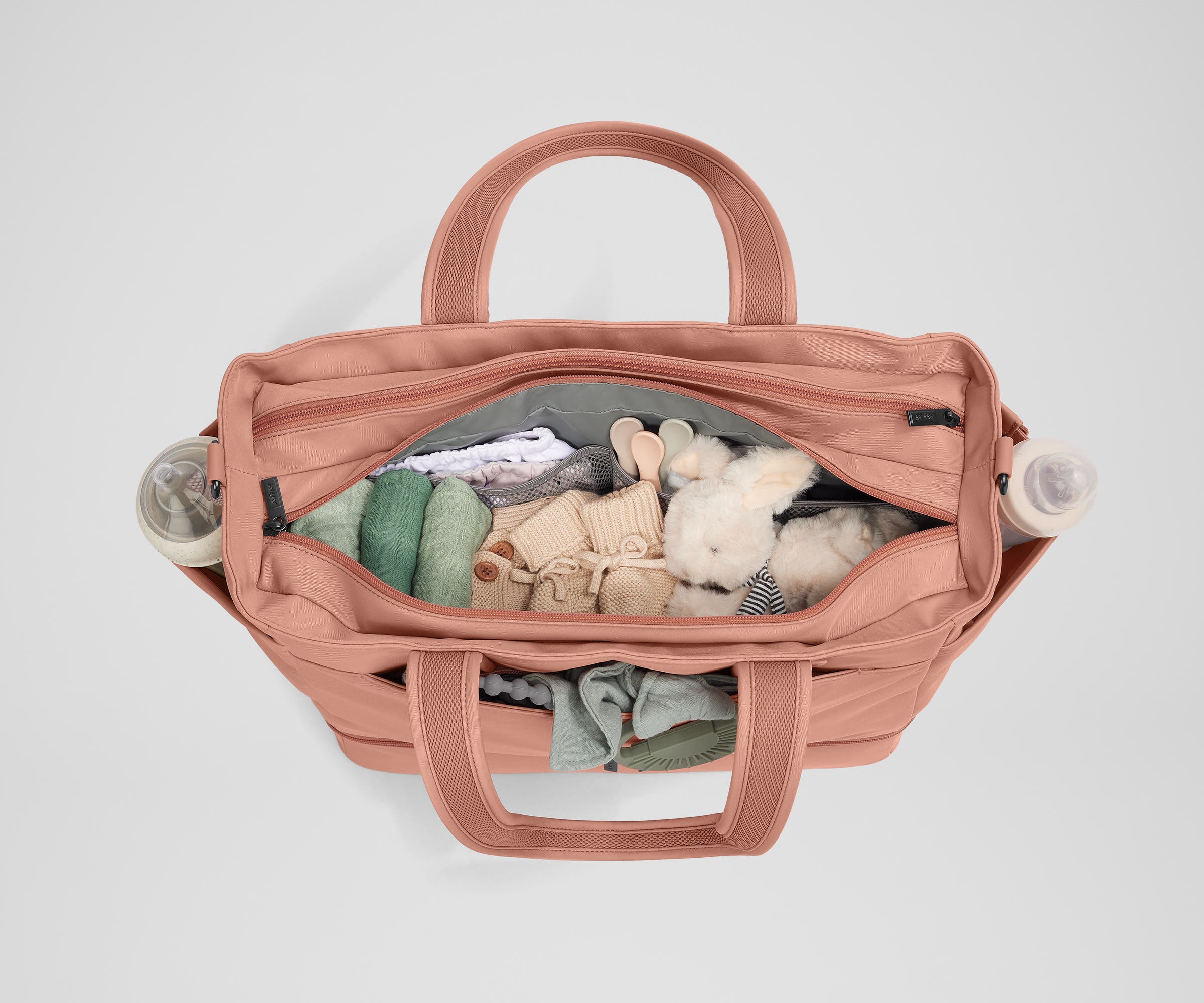 Clay Pink Double Diaper Tote Bag - Large Waterproof Baby Essentials Organizer for Moms | Perfect for Daycare, Travel & On-the-Go Parenting