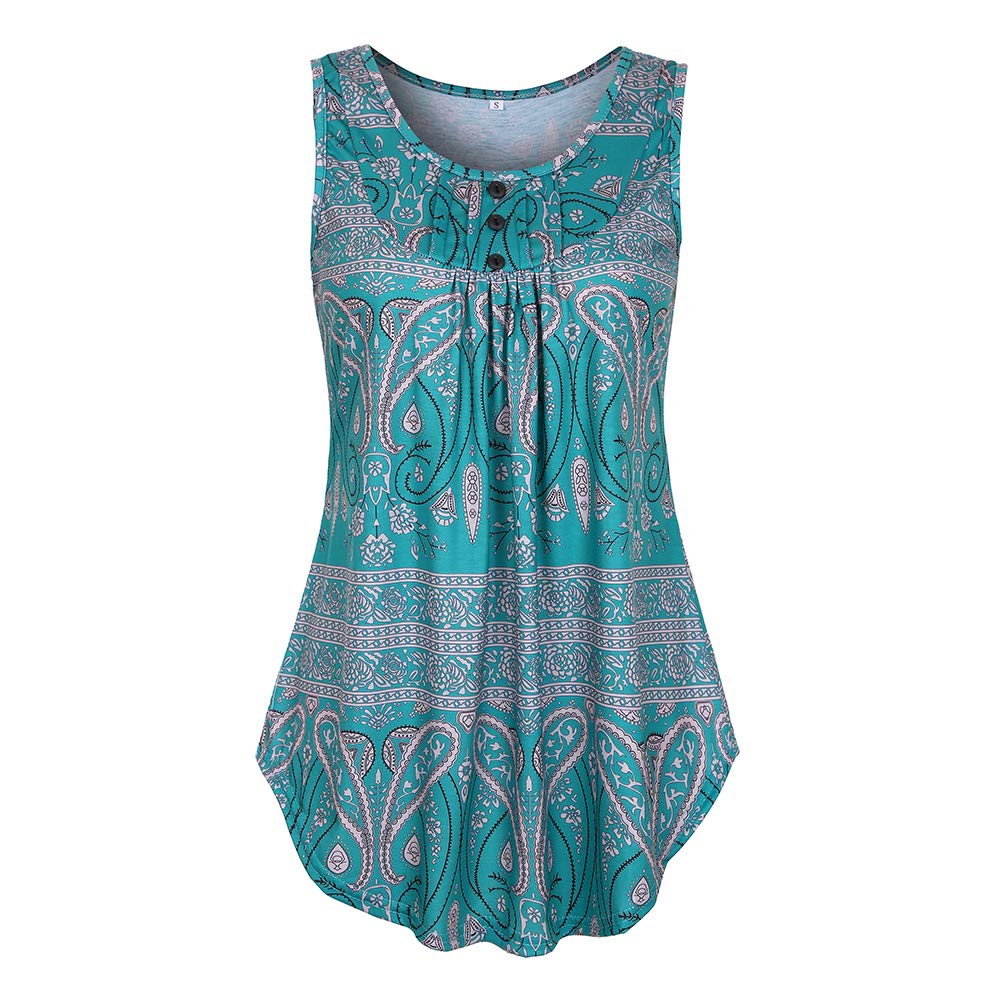 SANCABA Women's Sleeveless Floral Blouse - Loose Fit Summer Tunic Top for Casual Wear & Beach Cover Up | Perfect for Vacation, Poolside, and Outdoor Activities