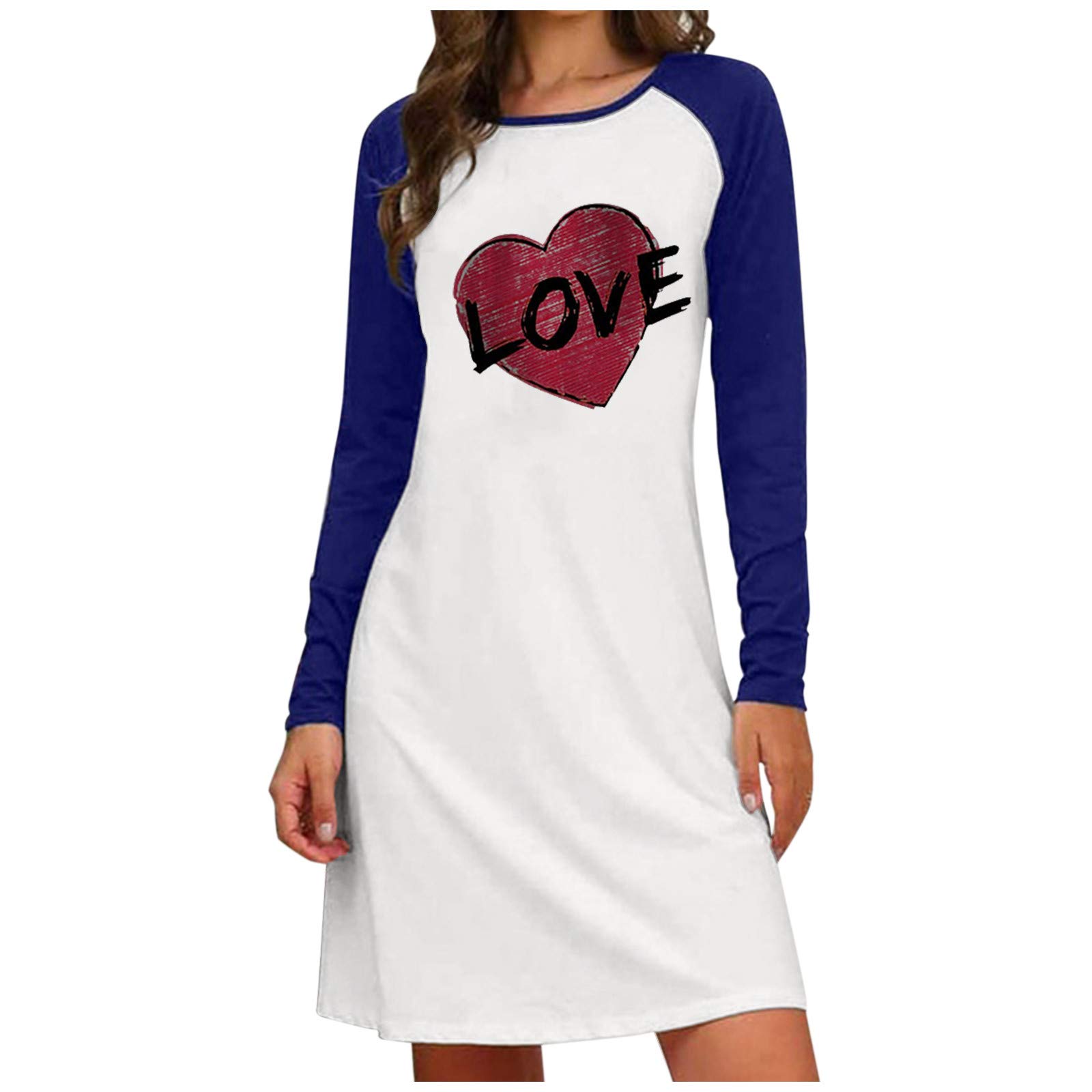 Women's Loose Long Sleeve Casual T-Shirt Dress with Wild Print - Perfect for Everyday Wear, Beach Cover-Up & Summer Outfits