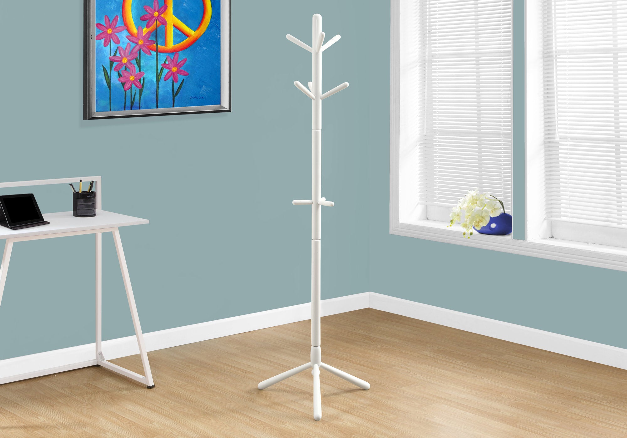 Modern White Wood Coat Rack 69