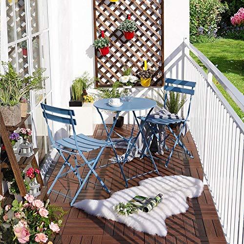 Holy Fire Kerr 3-Piece Outdoor Patio Bistro Set with Round Table (Pink) - Perfect for Garden, Balcony, Backyard Dining & Coffee Time