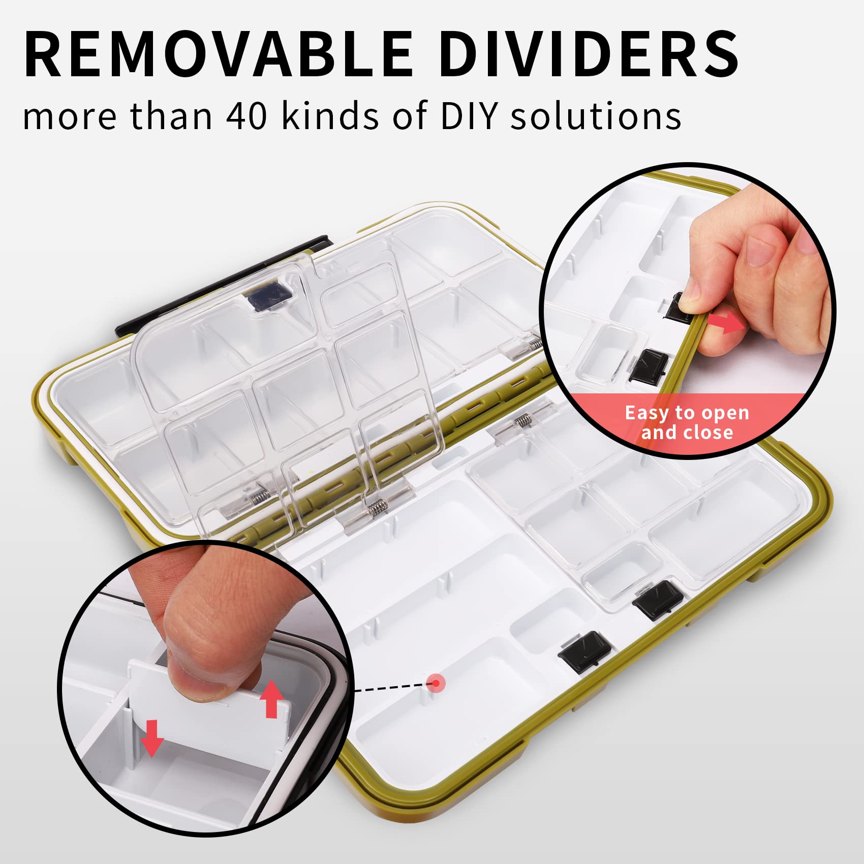 TRUSCEND Waterproof Fishing Tackle Box Organizer with Adjustable Dividers - Portable Plastic Storage for Ice Fishing Lures, Saltwater Tackle & Snacks - Perfect Fishing Gift for Men | Great for Boat Trips, Shore Fishing & Camping Storage