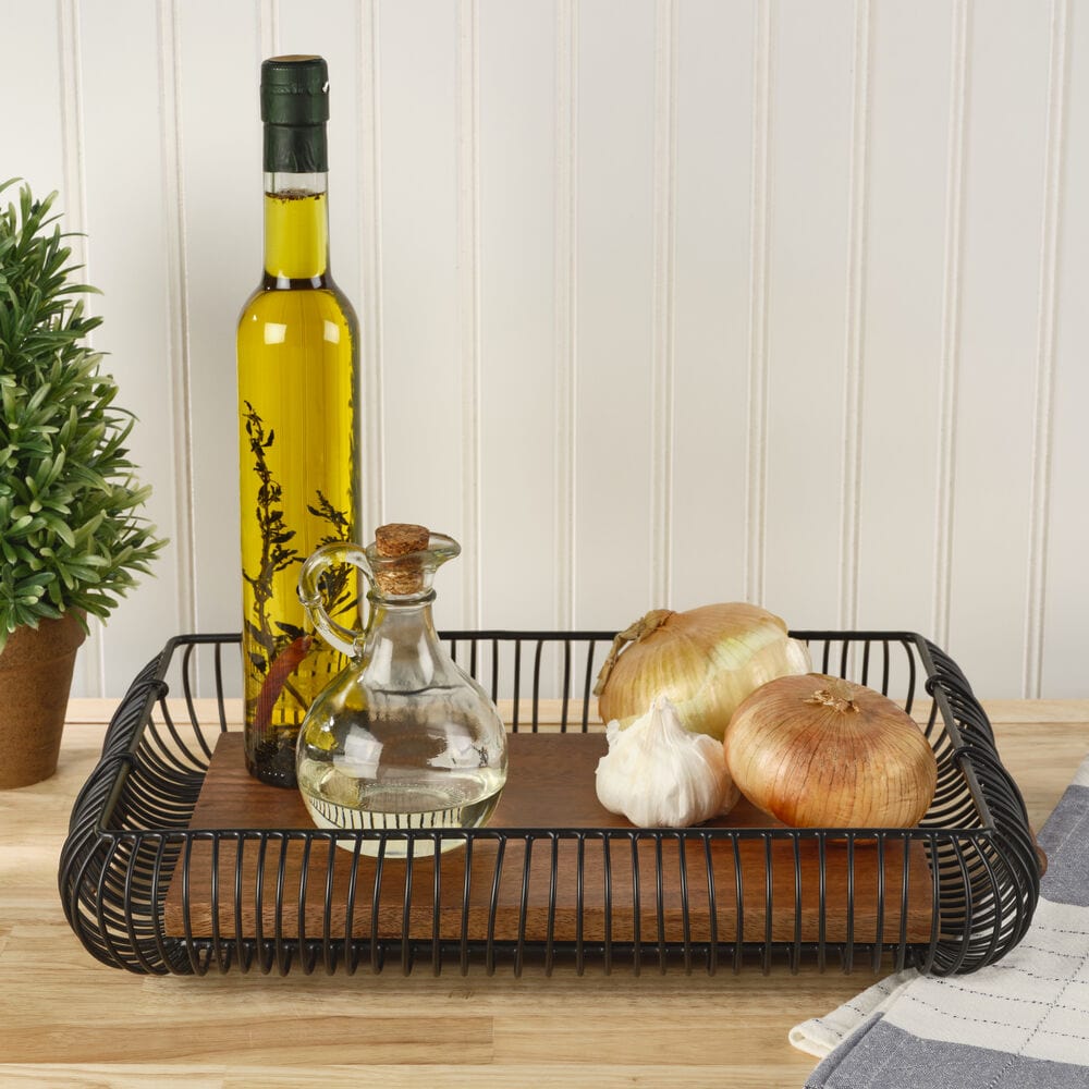 Westfield Rectangular Fruit Storage Basket - Durable Wicker Organizer for Kitchen Counter, Dining Table & Pantry - Perfect for Fresh Fruits, Vegetables & Bread Storage