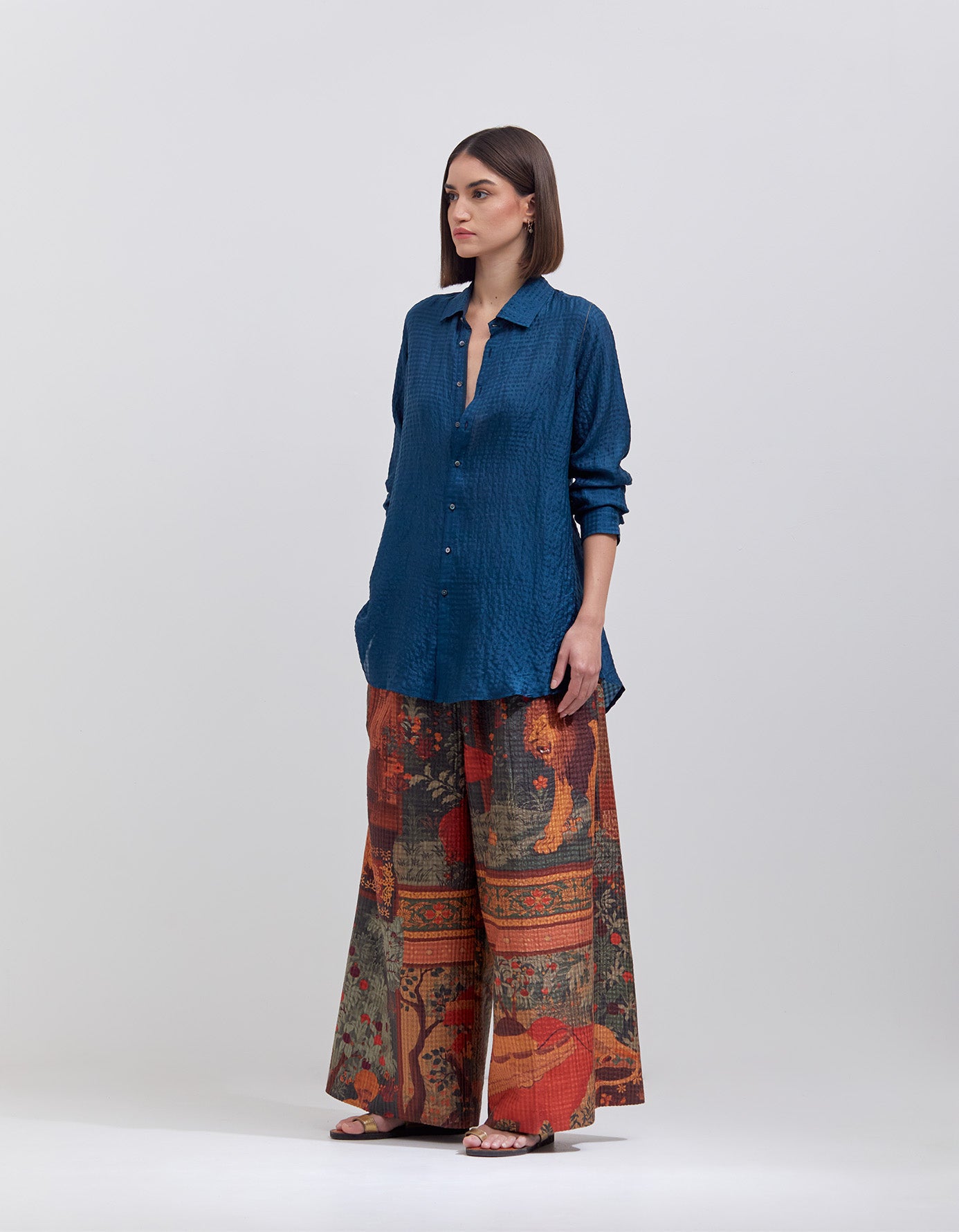 Pakhi Silk Check Trousers for Women - Elegant Terracotta Dhagai Design - Perfect for Office Wear, Parties & Special Occasions