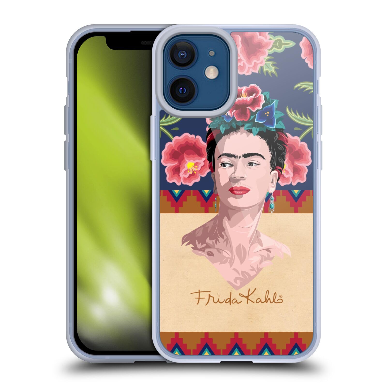 Official Frida Kahlo Red Portrait Soft Gel Case for Apple iPhone 12 Mini - Durable Protective Cover with Artistic Design, Perfect for Everyday Use and Gift Giving