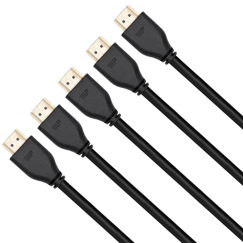 Monoprice 8K Ultra High Speed HDMI 2.1 Cable 10ft (5 Pack) - 48Gbps, 4K 120Hz, HDR, eARC - Compatible with PS5, Xbox Series X/S, Samsung QLED, LG OLED - Perfect for Gaming, Home Theater & 8K TV Setup