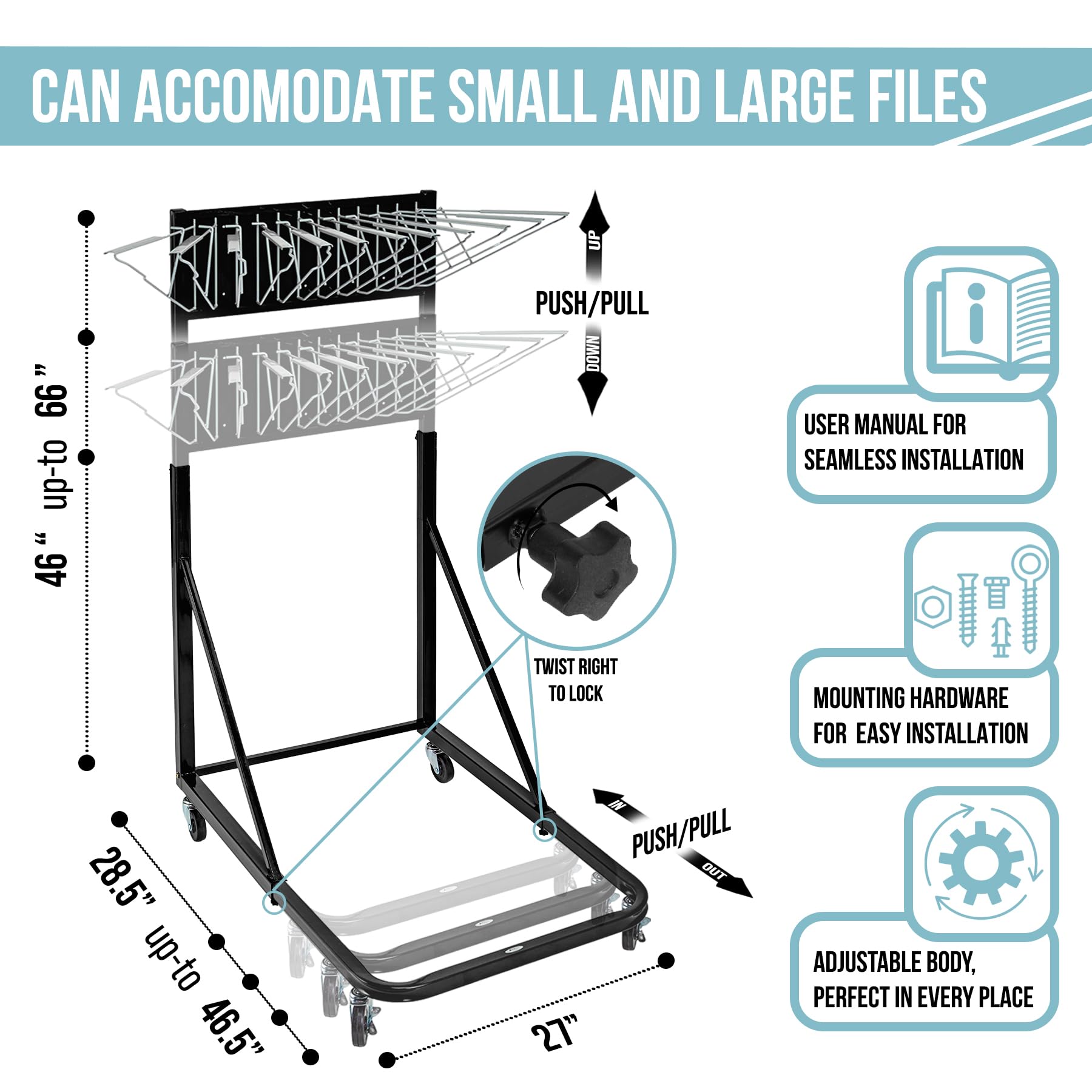Adir Mobile Blueprint Holder - Heavy Duty Construction Plan Rack, Wall Mounted Blueprint Organizer, Jobsite Document Display Stand for Architects, Engineers & Contractors - Perfect for Office, Construction Site & Design Studio (Without Clamps)