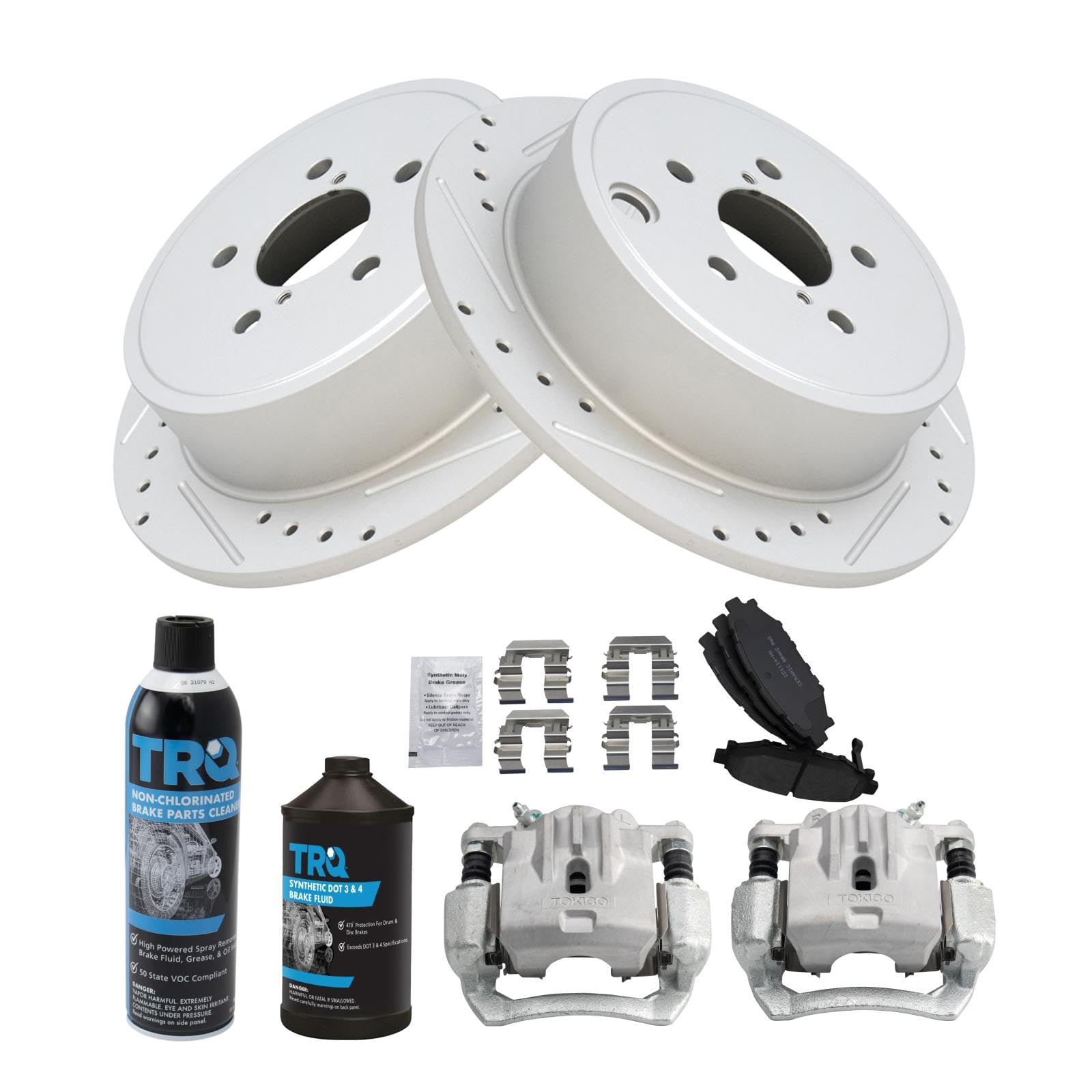 TRQ Premium Ceramic Brake Pad & Rotor Kit with G-Coating - Compatible with 2010-2014 Subaru Legacy & Outback - High Performance Braking System for Daily Driving & Off-Road Adventures