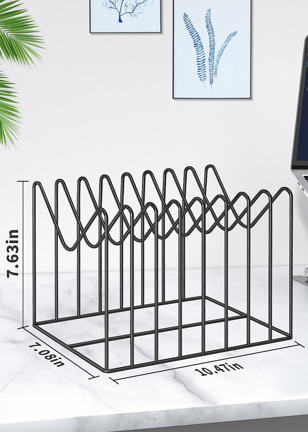 4-Pack Steel Wire File Organizer for Desk - Black File Folder Holder, Rack & Stand with 8 Sections - Anti-Scratch & Rustproof Desktop Document Sorter - Perfect for Office, Home & School Organization