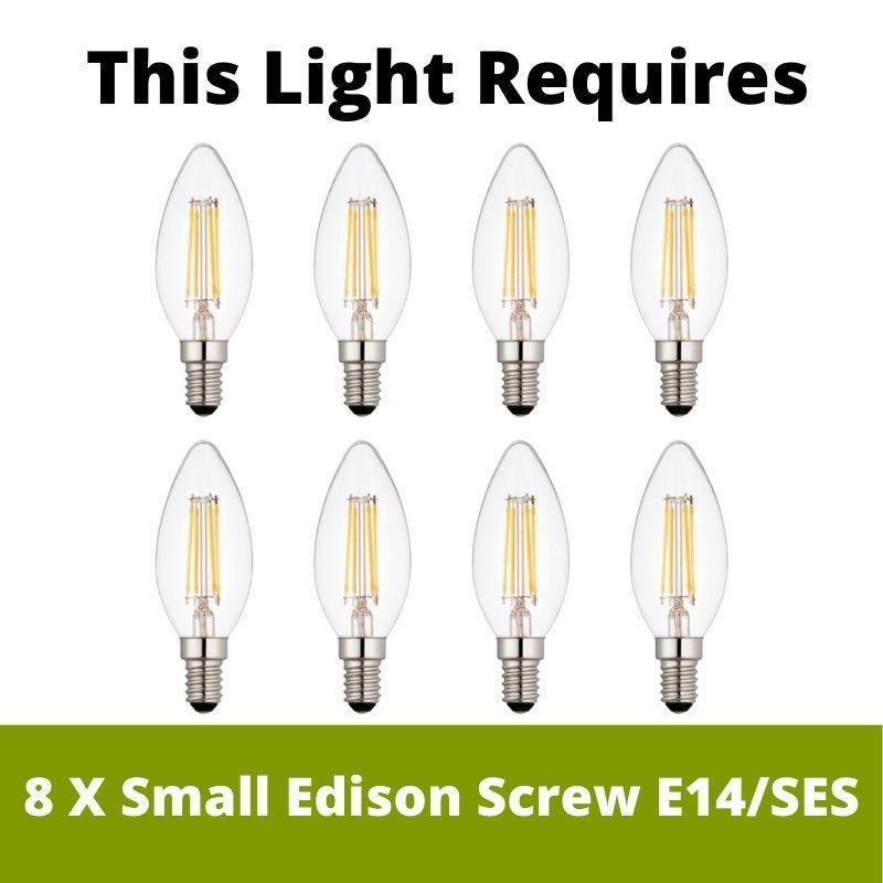 Eglo Basilano 8-Light Chrome & Cognac Glass Chandelier - Modern Crystal Ceiling Light Fixture for Dining Room, Living Room, Bedroom, and Foyer Lighting