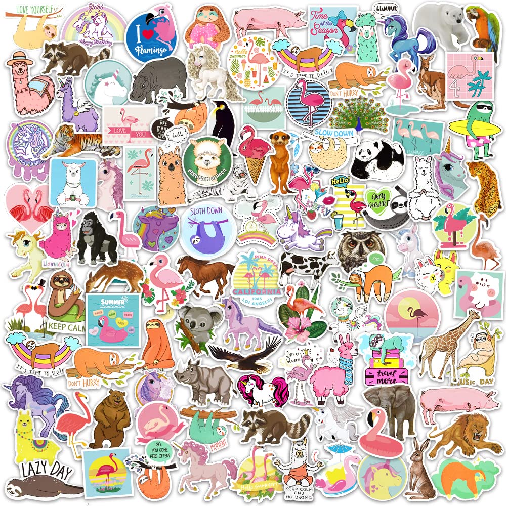 230Pcs Cute Animal Stickers for Kids - Waterproof Flamingo, Sloth & Llama Vinyl Stickers for Water Bottles, Laptops, Journals & DIY Crafts | Zoo Animal Decals for School, Scrapbooking & Home Decor