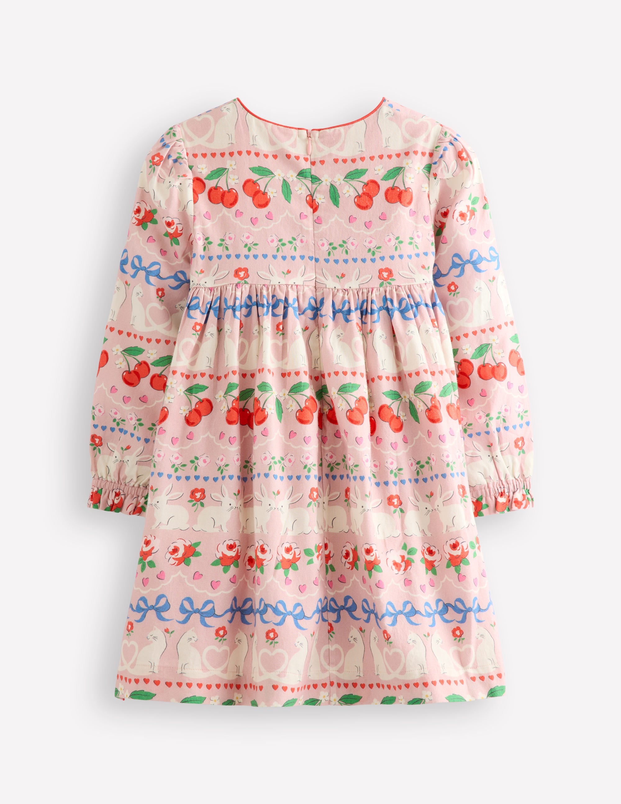 Bess Cozy Smocked Dress for Girls - Pink Valentine Bunny Print - Perfect for Easter, Spring Outfits & Special Occasions