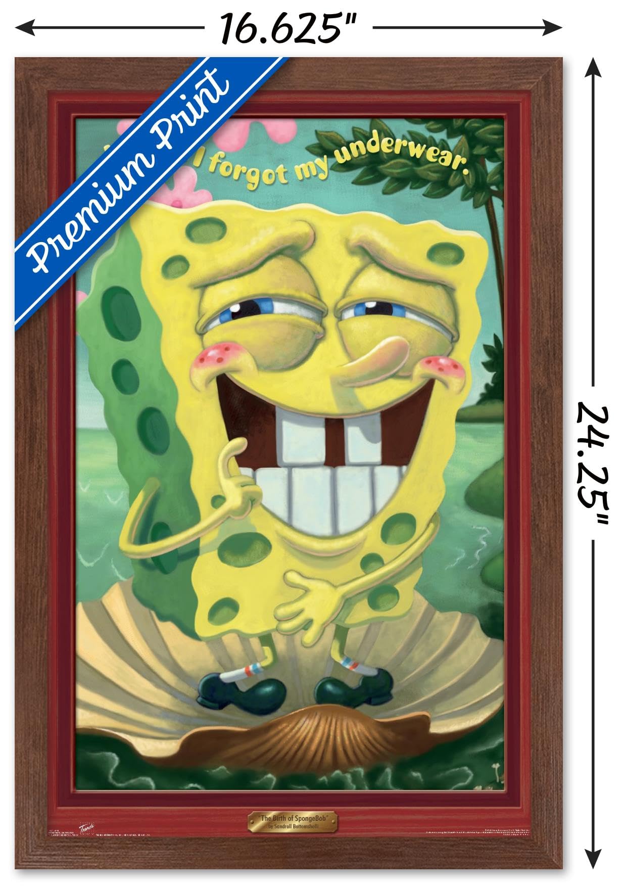 Trends International Nickelodeon SpongeBob SquarePants Underwear Wall Poster - 14.725 x 22.375 Inches, Mahogany Framed Version - Perfect for Kids' Bedroom Decor & Cartoon Lovers' Collections