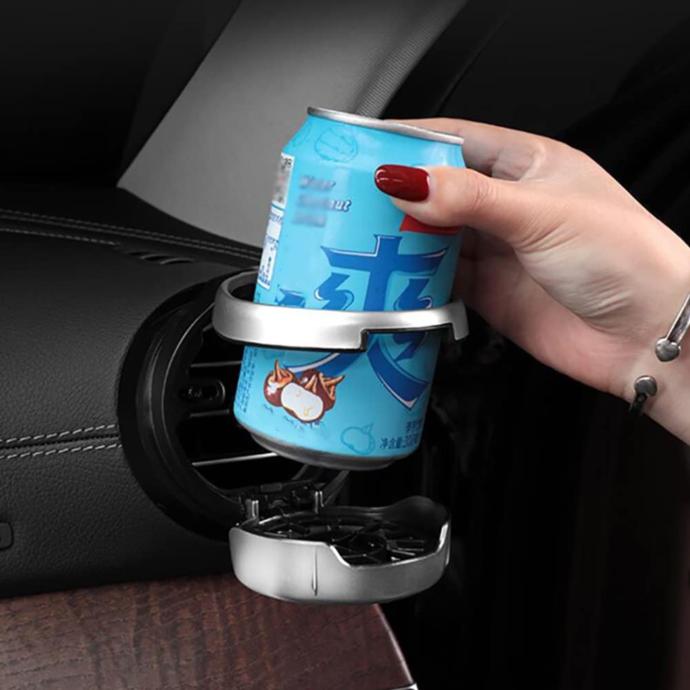 SEADEAR Foldable Car Cup Holder for Air Conditioner Vents - Universal Fit for Benz ABCE Class GLC V260S, Silver - Perfect for Coffee, Drinks & Bottles While Driving