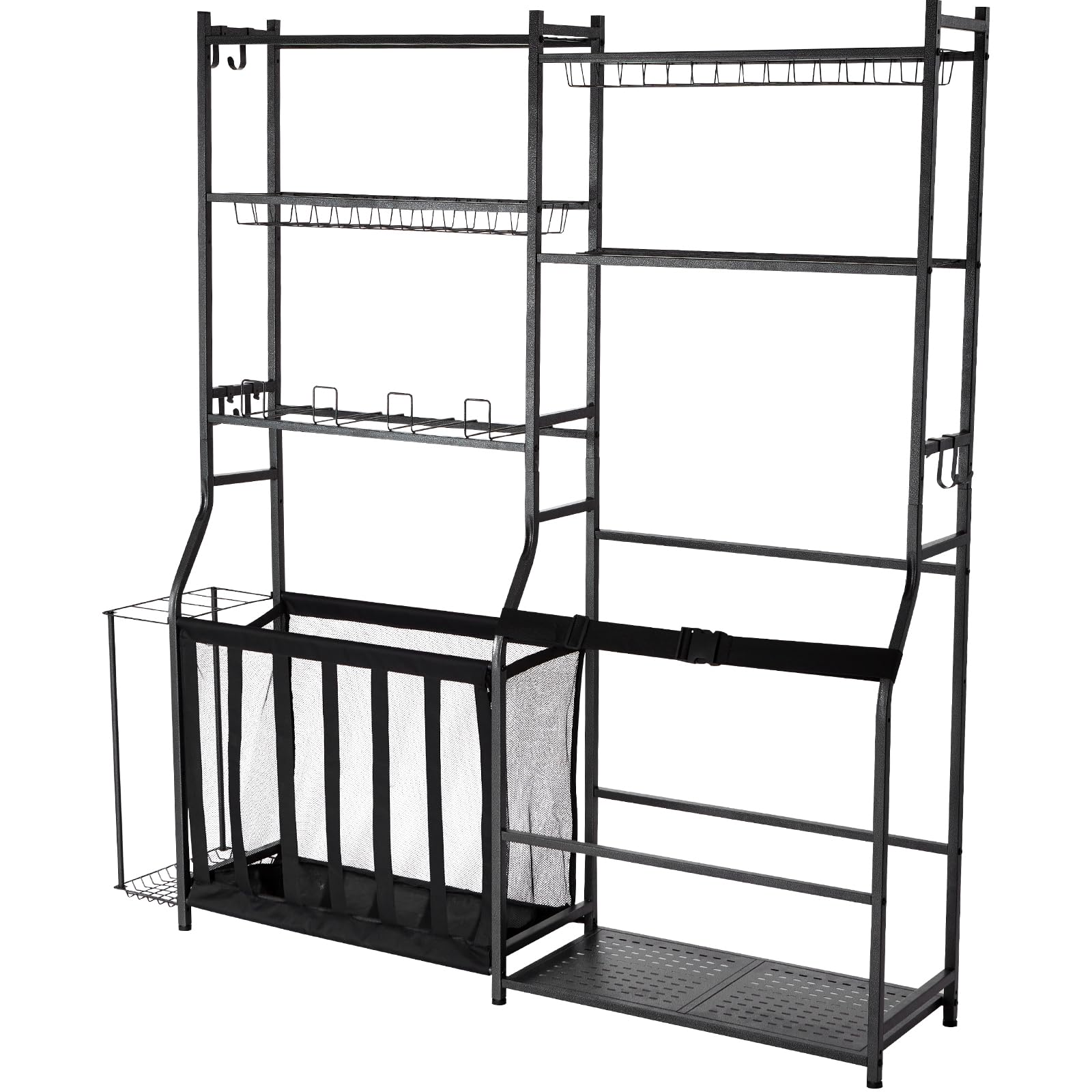 VEVOR Golf Bag Organizer Stand - Heavy Duty Golf Bag Storage Rack with Hooks for Sports Equipment, Toys & Gear - Perfect for Garage, Basement & Club Storage Organization