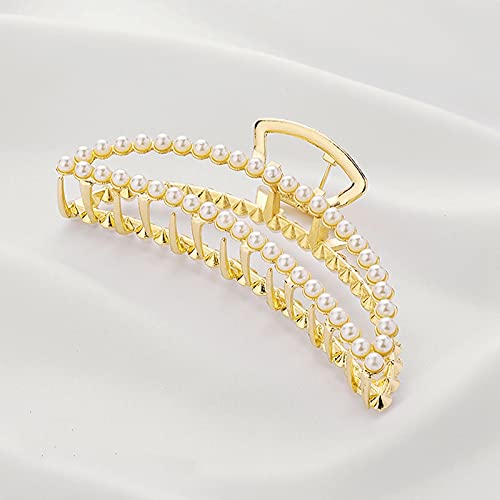 Dorakitten 4PCS Metal Hair Claw Clips with Fake Pearls - Elegant Modern Large Hair Barrettes for Women | Perfect for Parties, Weddings & Everyday Styling