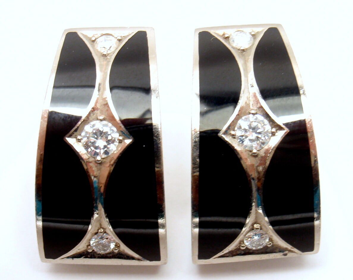 Stephen Webster 18K White Gold Diamond Black Enamel Earrings with Gift Box - Luxury Jewelry for Women, Perfect for Weddings, Parties & Special Occasions