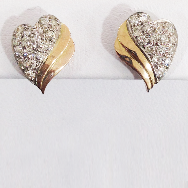 14K Two-Tone Diamond Stud Earrings for Women - Elegant Gold & Silver Hoop Earrings for Everyday Wear, Gift, Wedding & Special Occasions