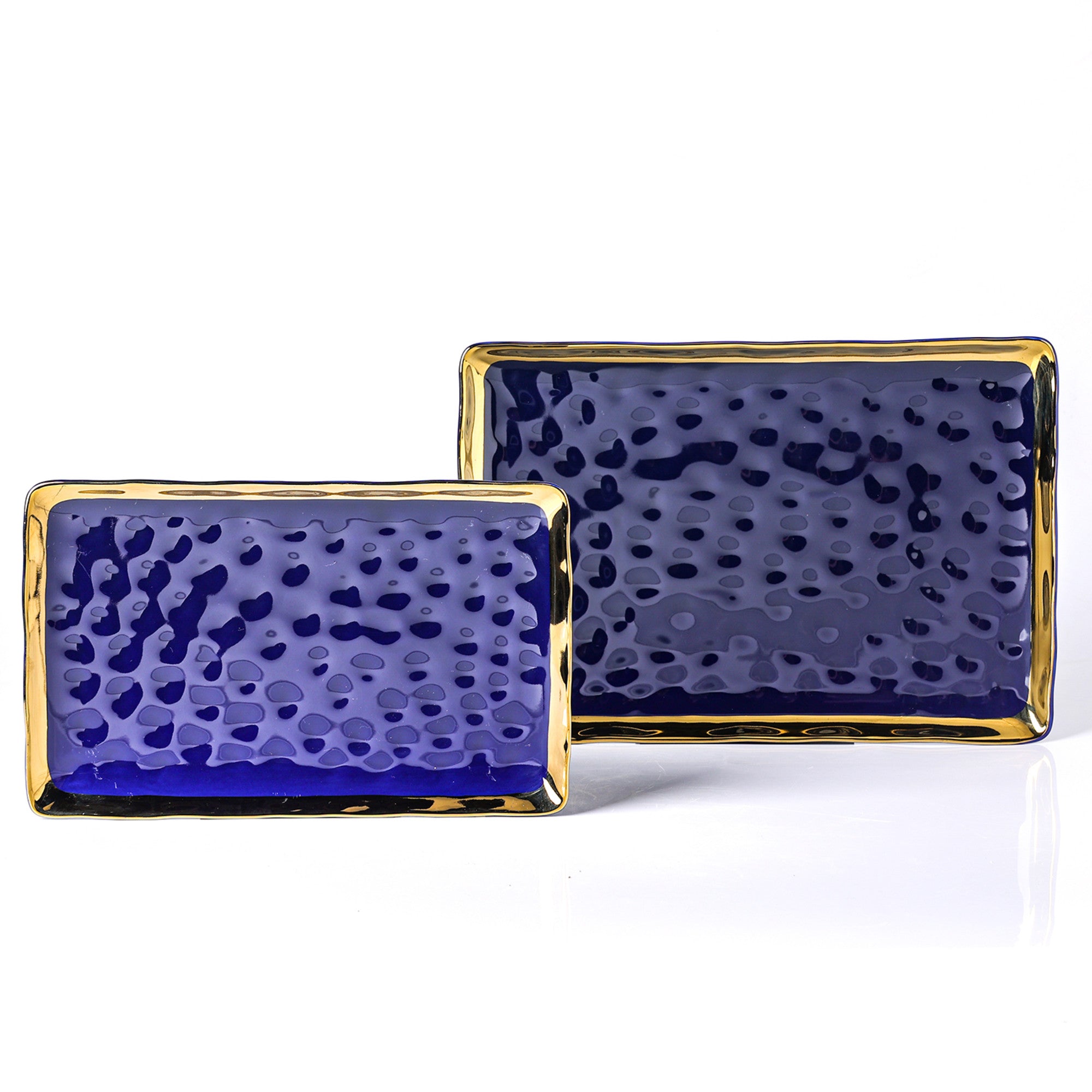 Florian Porcelain Dinner Plates Set - Elegant Blue Ceramic Plates for Formal Dining, Wedding, and Special Occasions