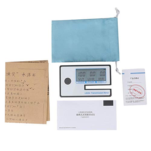 Solar Film Transmission Meter - UV Rejection Tester for Window Tint & Filmed Glass - Portable Battery Powered Light Measurement Tool - Perfect for Auto, Home & Office Window Film Testing